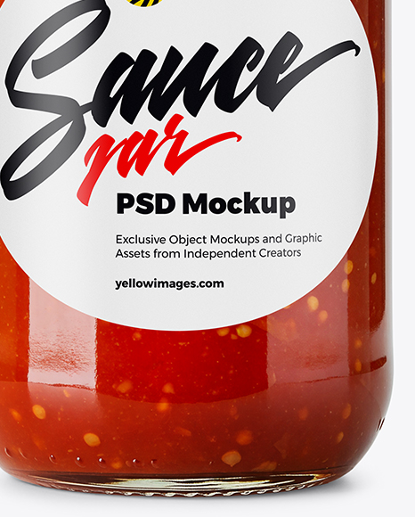 Glass Jar Filled Fermented Red Hot Pepper Sauce Mockup
