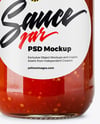 Glass Jar Filled Fermented Red Hot Pepper Sauce Mockup