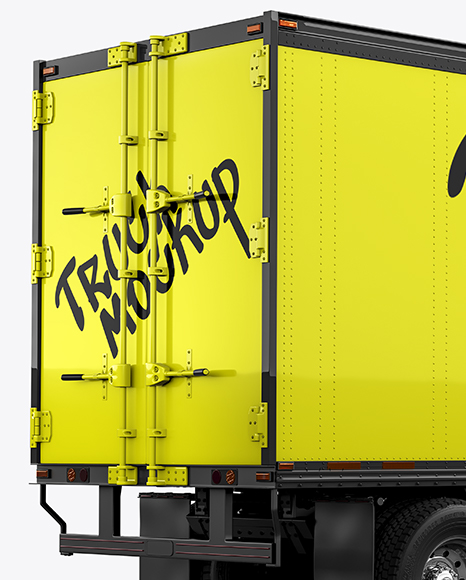 Truck Semi Trailer Mockup - Back Half Side View