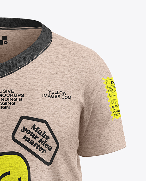 Kids Heather V-Neck T-Shirt Mockup - Front View