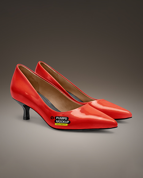 Pair of Kitten Heel Pumps Mockup
