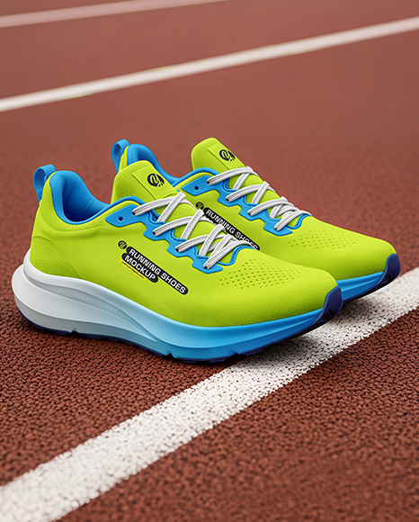 Pair Of Running Shoes on Track Mockup