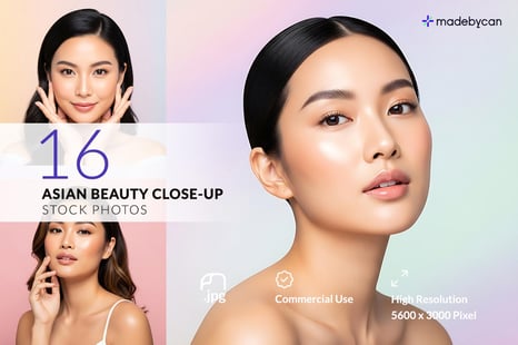 16 Asian Beauty Close-Up Stock Photos – Soft Pastel Tone Portrait - Stock Photos