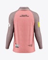 Men's Heather Raglan Long Sleeve Polo Shirt Mockup - Back View