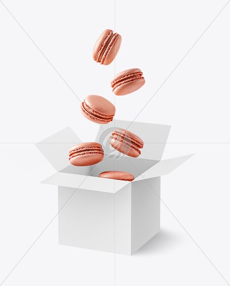 Opened Box With Macarons Mockup