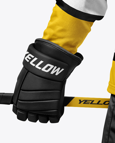 Man Wearing Full Ice Hockey Kit Mockup - Back view