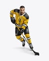 Man Wearing Full Ice Hockey Kit Mockup