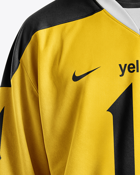 Man Wearing Ice Hockey Jersey Mockup