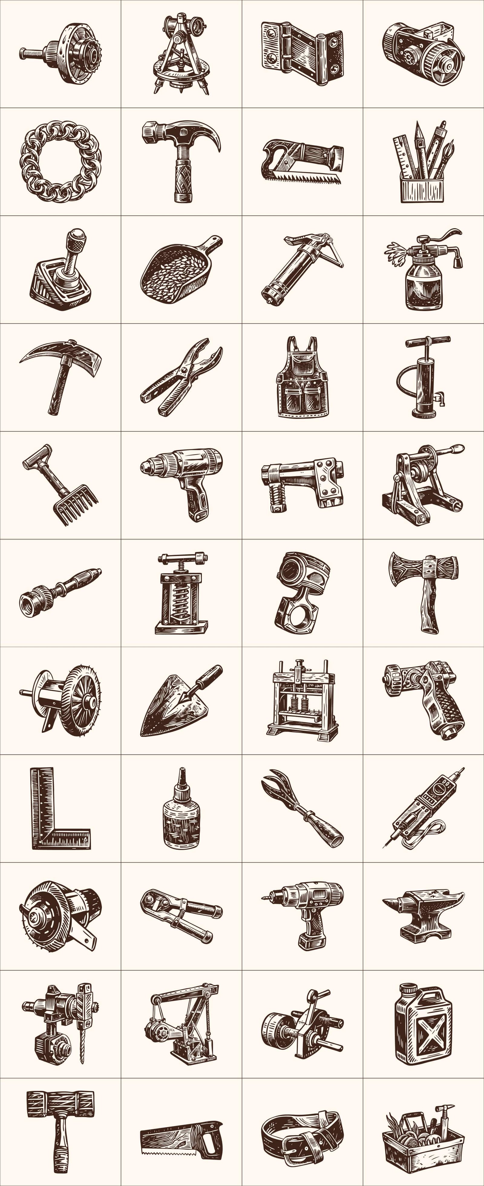 Vintage Tools Illustration Set