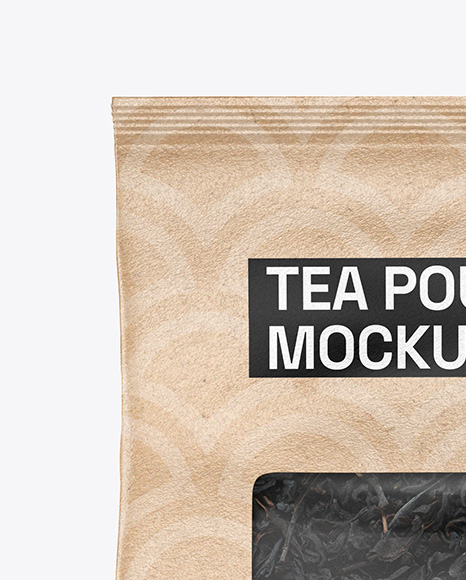 Kraft Pouch w/ Dry Black Tea Mockup