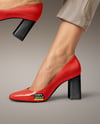 Block Heel Pumps on Woman's Legs Mockup