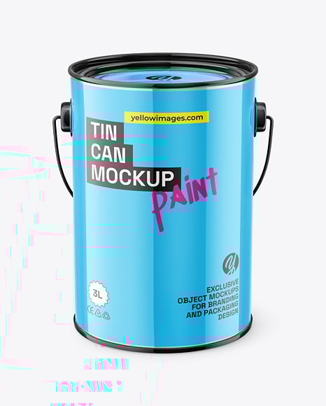 Paint Tin Can w/ Handle Mockup