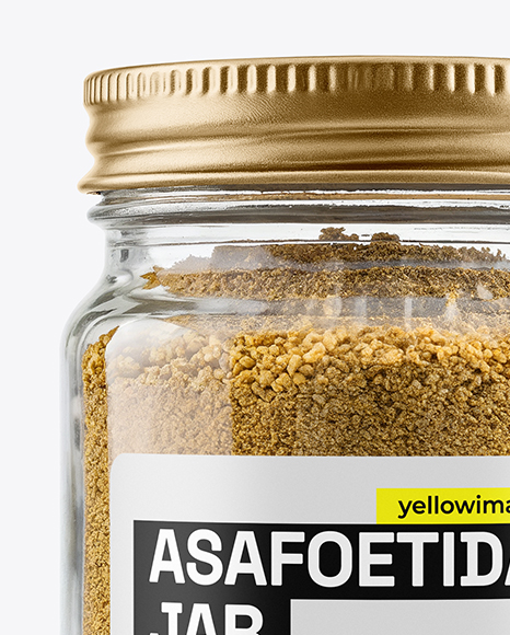 Glass Jar with Asafoetida Spice Mockup