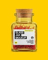 Square Glass Jar with Saffron Threads Mockup