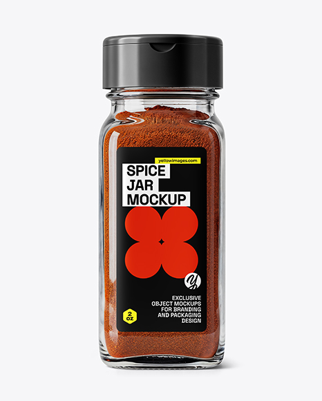 Square Glass Jar with Smoked Paprika Mockup - Realistic mockups