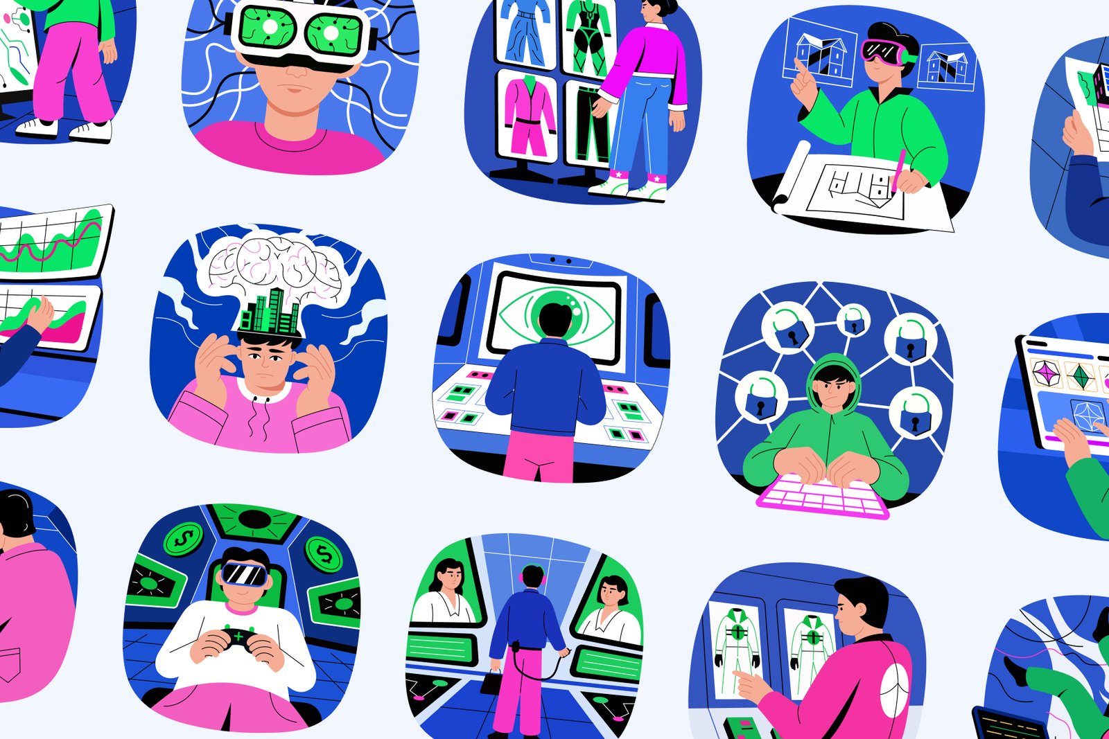 Metaverse Technology Illustration Set