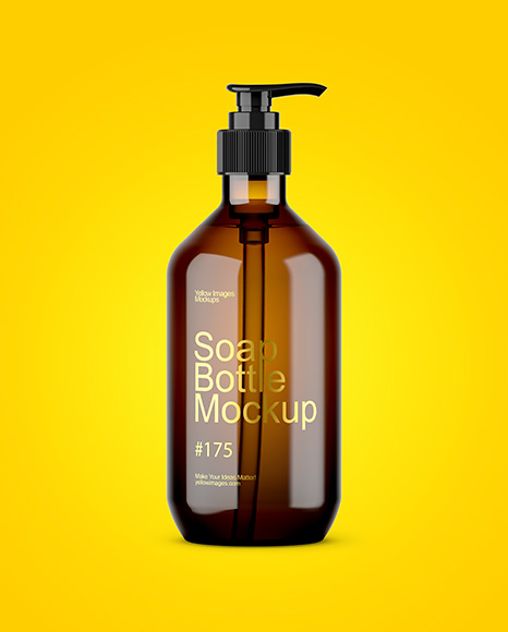 Amber Plastic Soap Bottle Mockup