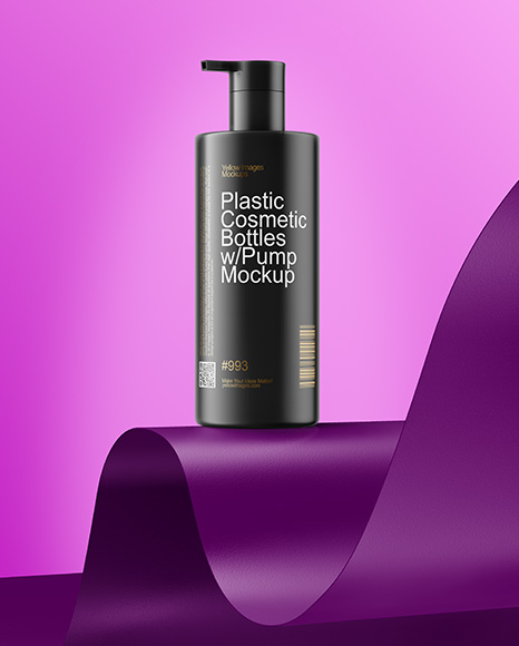 Plastic Cosmetic Bottles with Pump Cap Mockup