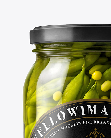 Clear Glass Jar with Pickled Green Beans Mockup