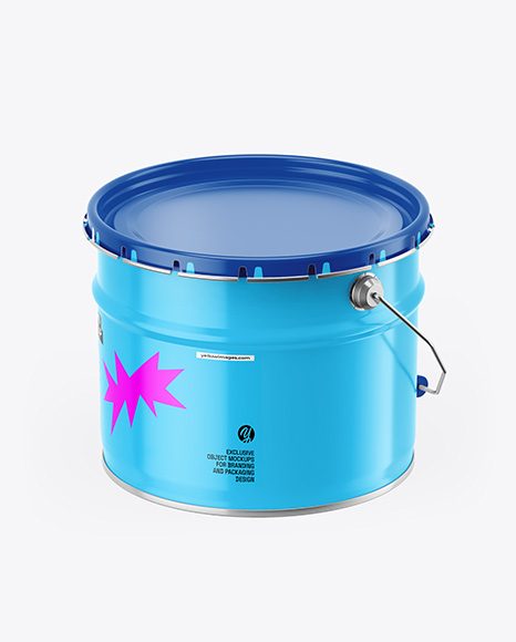 Glossy Tin Can w/ Metallic Handle Mockup