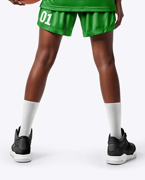Black Woman with Afro Hairstyle Wearing Full Basketball Kit Mockup