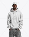 Black Man Wearing Hoodie and Baseball Cap Mockup