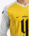 Soccer Goalkeeper Wearing V-Neck Long Sleeve Jersey Mockup