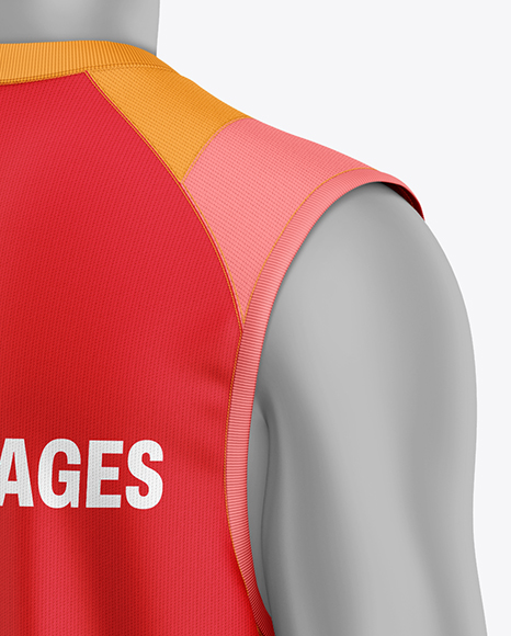 Training Sleeveless Kit Mockup - Back Half Side View