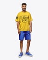 Young Tall Man Wearing T-shirt and Shorts Mockup