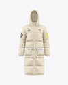 Men's Long Hooded Down Jacket Mockup - Front View