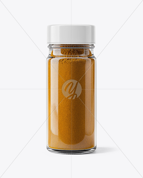 Glass Jar with Curry Powder Mockup