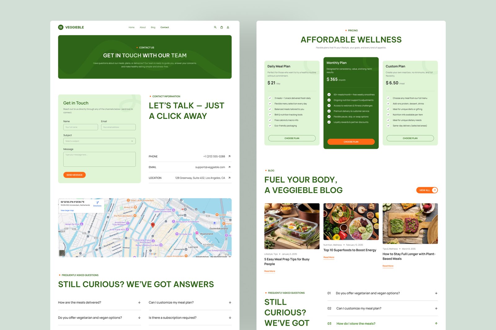 Veggieble – Healthy Food Catering Website UI Figma Template