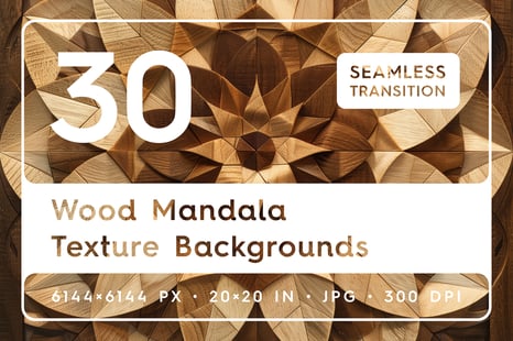 30 Wood Mandala Texture Backgrounds - Textures