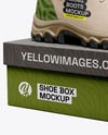 Pair of Hiking Boots on Shoe Box Mockup