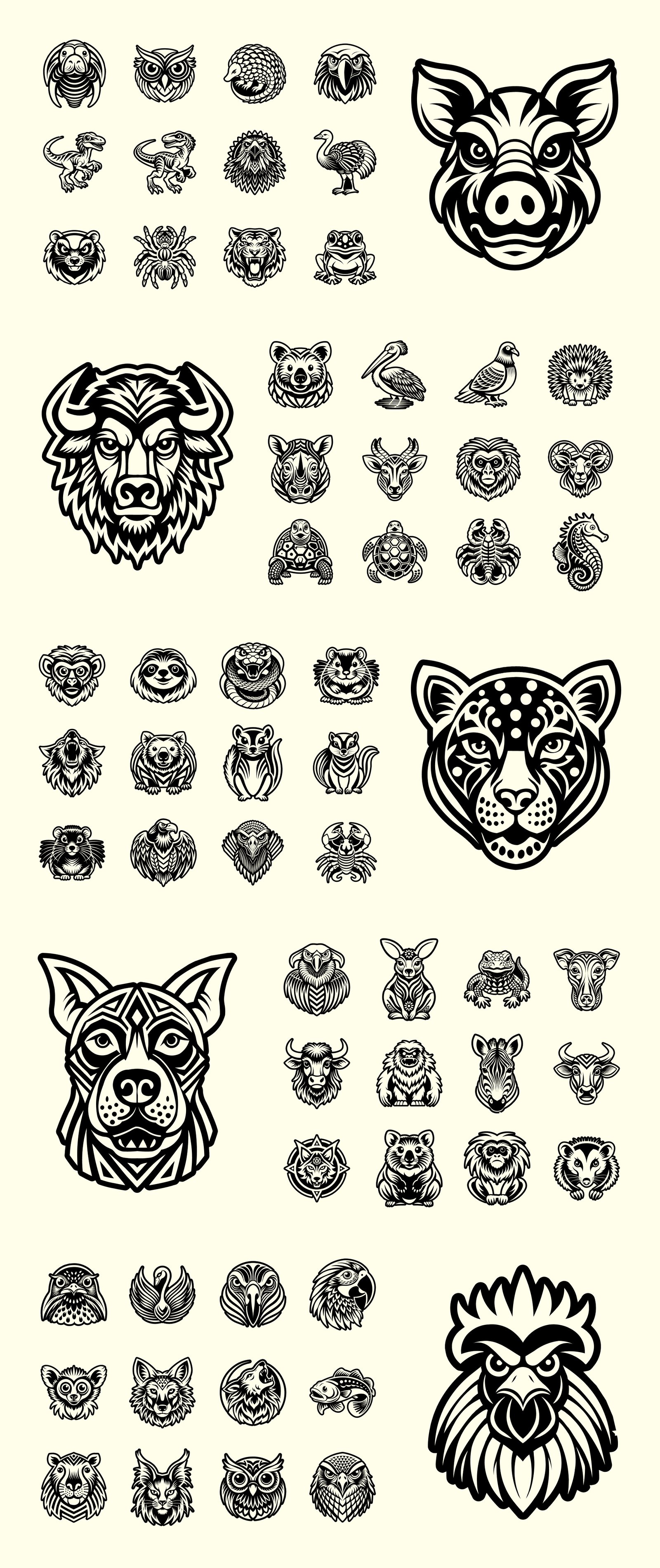 Animals and Birds Glyph Icon Set