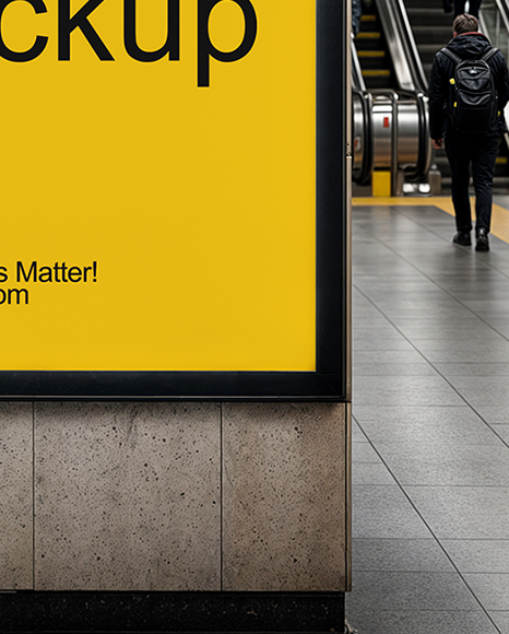 Framed Poster in Subway Station Mockup