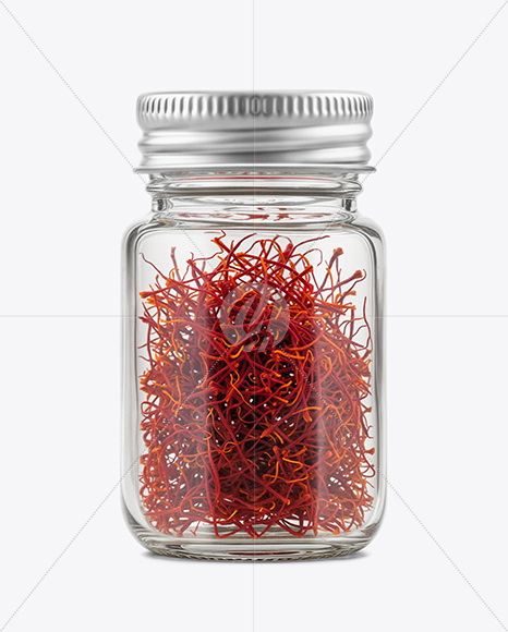 Glass Jar with Saffron Threads Mockup