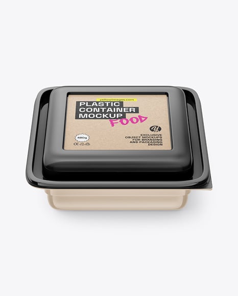 Glossy Plastic Food Container Mockup