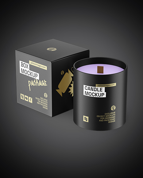 Candle with Box Mockup