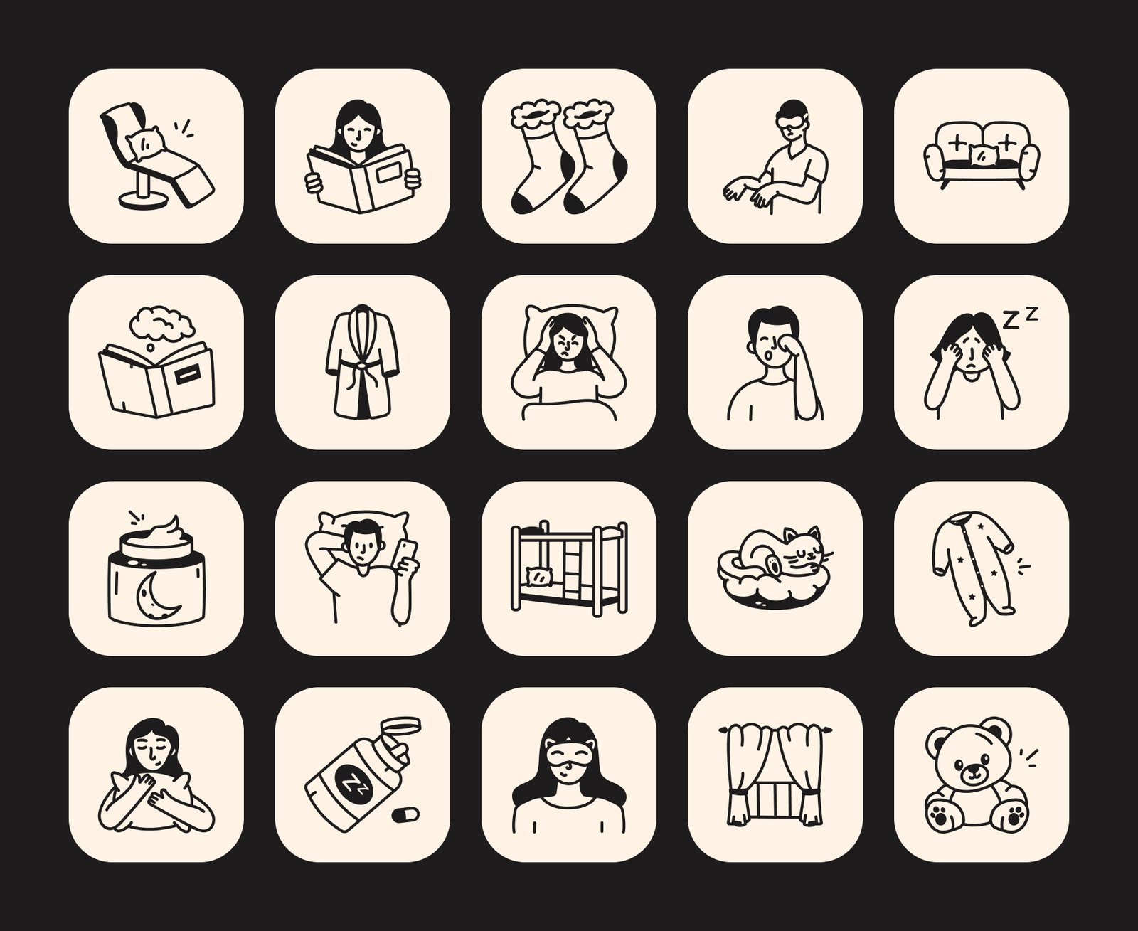 Sleep Doodle Icon Set