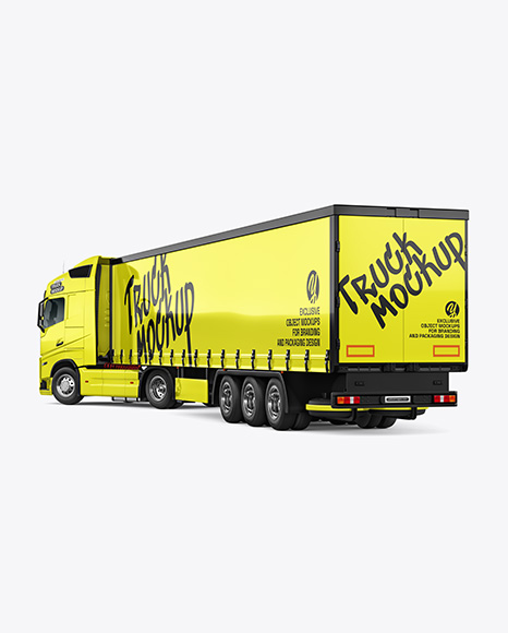 Semi Trailer Truck Mockup - Back Half Side View - Vehicle wrap mockup