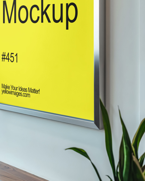 Poster with Metallic Frame in Modern Office Mockup