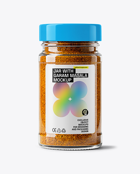 Jar with Garam Masala Seasoning Mockup - Realistic mockups