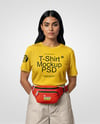 Woman Wearing T-Shirt with Fanny Pack Mockup