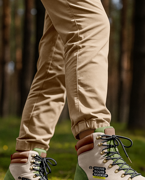 Pair of Hiking Boots on Woman's Legs Mockup