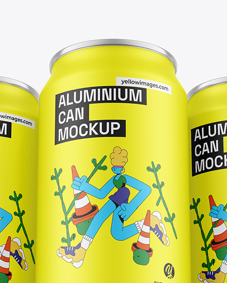Three Matte Cans Mockup