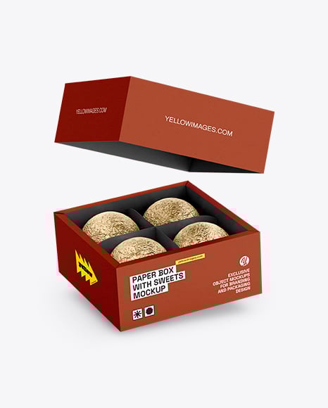 Box with Chocolates Mockup - Box+Of+Chocolates+Mockup+In+Box+Mockups+On+Yellow+Images+Object+Mockups
