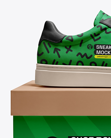 Single Sneaker on Shoe Box Mockup