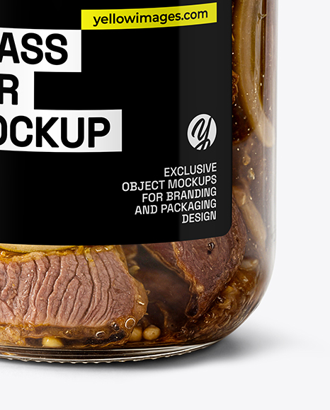 Clear Glass Jar with Canned Stewed Meat Mockup