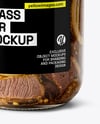 Clear Glass Jar with Canned Stewed Meat Mockup